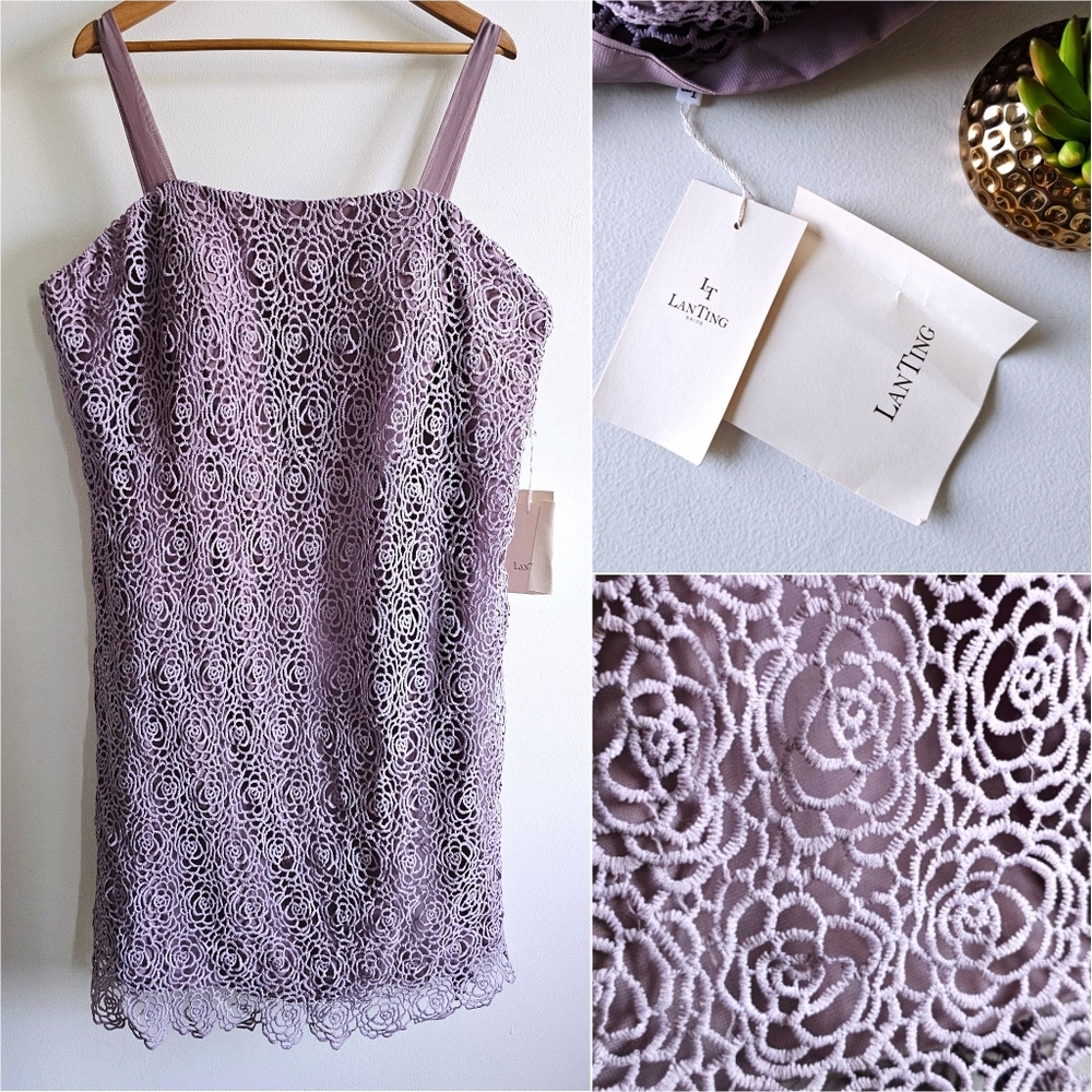 Lanting Lavender Crochet Lace Dress NWT Mother of Bride Formal XL /XXL/ 2X